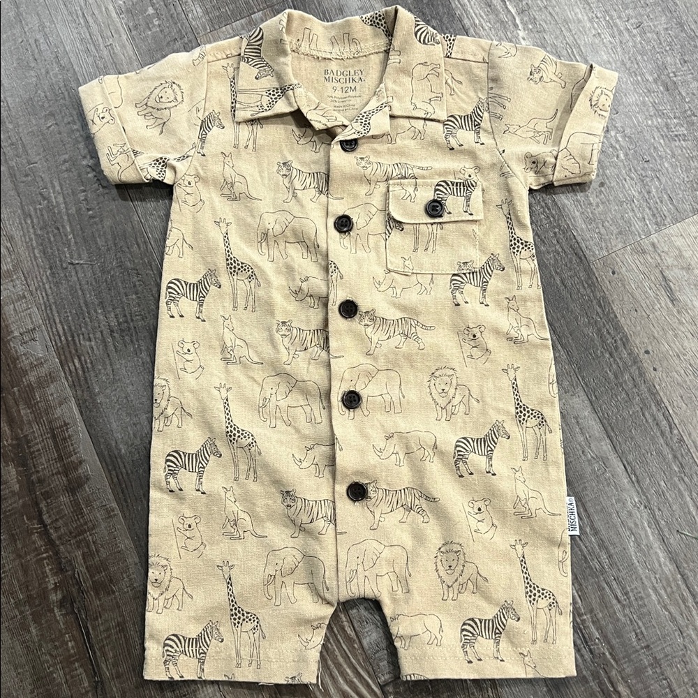 Badgley Mischka Animal Print Baby Romper 9-12M